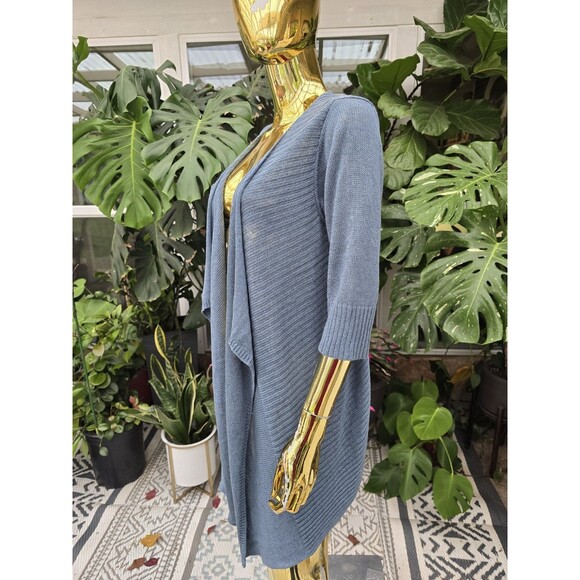 Eileen Fisher Linen Silk Blend Open Front Knit Cardigan Size Large - Picture 2 of 6